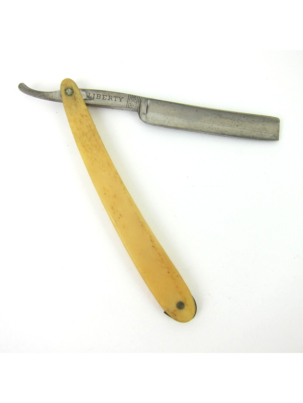 Vintage Straight Razor Liberty Bone Scales Handle & Case